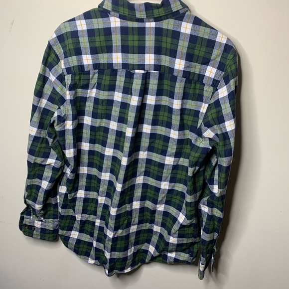 Saddlebred Flannel Button Down Shirt Green Yellow - Picture 8 of 12